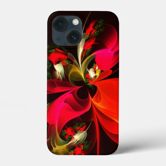 赤緑のフローラモダン抽象芸術アートパターン#02 Case-Mate iPhoneケース (裏面)