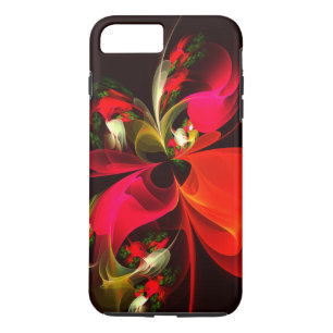 赤緑のフローラモダン抽象芸術アートパターン#02 iPhone 8 PLUS/7 PLUSケース