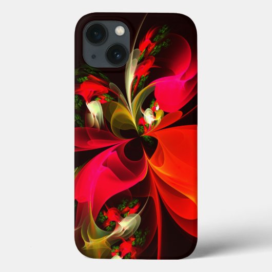 赤緑のフローラモダン抽象芸術アートパターン#02 Case-Mate iPhoneケース (裏面)