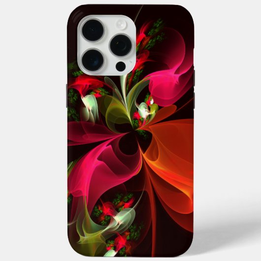 赤緑のフローラモダン抽象芸術アートパターン#02 Case-Mate iPhoneケース (裏面)