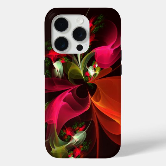 赤緑のフローラモダン抽象芸術アートパターン#02 Case-Mate iPhoneケース (裏面)