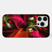 赤緑のフローラモダン抽象芸術アートパターン#02 iPhoneケース (裏面横)