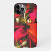 赤緑のフローラモダン抽象芸術アートパターン#02 iPhoneケース (裏面)