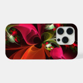 赤緑のフローラモダン抽象芸術アートパターン#02 iPhoneケース (裏面横)