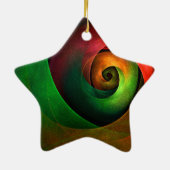 赤緑のフローラモダン抽象芸術アートパターン#21 セラミックオーナメント (裏面)