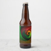 赤緑のフローラモダン抽象芸術アートパターン#21 ビールラベル (正面)