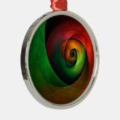 赤緑のフローラモダン抽象芸術アートパターン#21 メタルオーナメント (右)