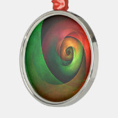 赤緑のフローラモダン抽象芸術アートパターン#21 メタルオーナメント (左)