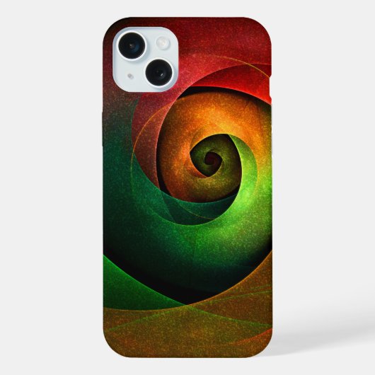 赤緑のフローラモダン抽象芸術アートパターン#21 iPhoneケース (裏面)