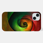 赤緑のフローラモダン抽象芸術アートパターン#21 iPhoneケース (裏面横)
