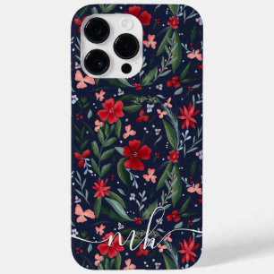 赤緑のフローラリースパターン冬モノグラム Case-Mate iPhone 14 PRO MAXケース