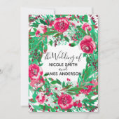 赤緑のホリデー クリスマス フラワー ウェディング フラワーズ 招待状 (正面)