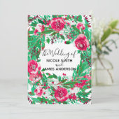 赤緑のホリデー クリスマス フラワー ウェディング フラワーズ 招待状 (スタンド正面)