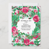 赤緑のホリデー クリスマス フラワー ウェディング 招待状 (裏面)