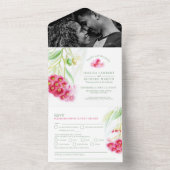 赤緑のユーカリの実の水彩画 ウェディング オールインワン招待状 (内側)