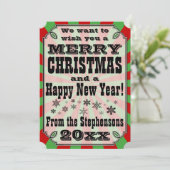 赤緑のヴィンテージ国クリスマスグリーティングカード シーズンカード (スタンド正面)