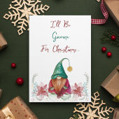 赤緑の小人 クリスマスの葉っぱ ホリーベリー ポインセチア 水彩画 招待状