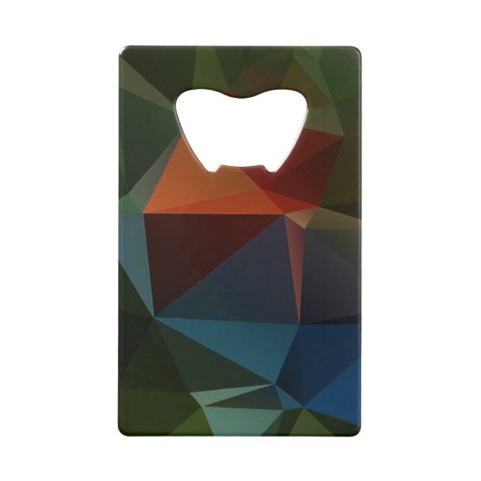 赤緑の抽象芸術ピラミッドアート クレジットカード栓抜き (正面)