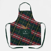 赤緑の格子縞の偽ポケットと木製のスプーンとウィスク エプロン (正面)