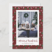 赤緑の白い醜いセーターのフォトクリスマスカード シーズンカード (正面)