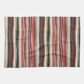 赤緑の赤み 白い縞模様 キッチンタオル (横)