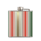 赤緑の金ゴールドのクリスマスストライプ フラスク (裏面)