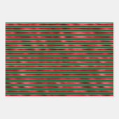 赤緑の金ゴールドストライプ ラッピングペーパーシート (正面3)