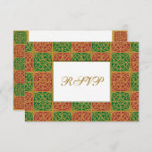 赤緑の（紋章の）フラ・ダ・リカスタムRSVPカード 出欠カード (正面/裏面)