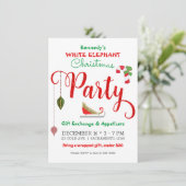 赤緑グリッター ホワイトエレファント クリスマスパーティー 招待状 (スタンド正面)