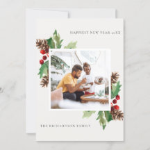 赤緑ヒイラギマツのコーンの新年写真