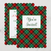 赤緑ホリデーレトロ格子カスタム招待状 招待状 (正面/裏面)