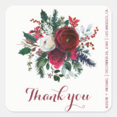 赤緑冬牡丹結婚の感謝してい君 スクエアシール (正面)