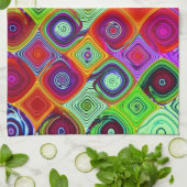 赤緑抽象芸術モザイク キッチンタオル (折り畳み)