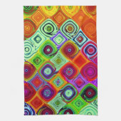 赤緑抽象芸術モザイク キッチンタオル (縦)