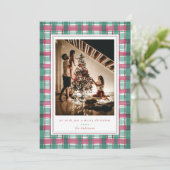 赤緑格子縞水彩フランネルファミリー写真 シーズンカード (スタンド正面)