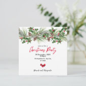 赤緑水彩クリスマスパーティ招待状 シーズンカード (スタンド正面)