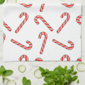 赤緑白のキャンディーケインスケッチ キッチンタオル (折り畳み)