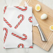 赤緑白のキャンディーケインスケッチ キッチンタオル (四つ折り)