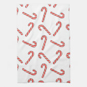 赤緑白のキャンディーケインスケッチ キッチンタオル (縦)