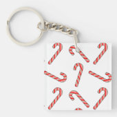 赤緑白のキャンディーケインスケッチ キーホルダー (正面)