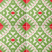 赤緑白ボヘミアン幾何学模様 タイル