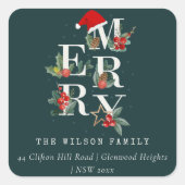 赤緑白メリークリスマスの紅葉アドレス スクエアシール (正面)