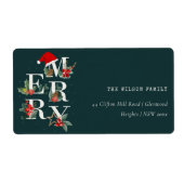 赤緑白メリークリスマスの紅葉アドレス ラベル (正面)