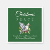 赤緑白平和の鳩クリスチャンクリスマス スタンダードカクテルナプキン (正面)