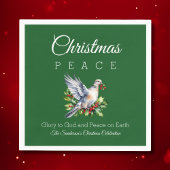 赤緑白平和の鳩クリスチャンクリスマス スタンダードカクテルナプキン