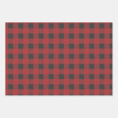 赤緑白格子包み紙セット3 ラッピングペーパーシート (正面)