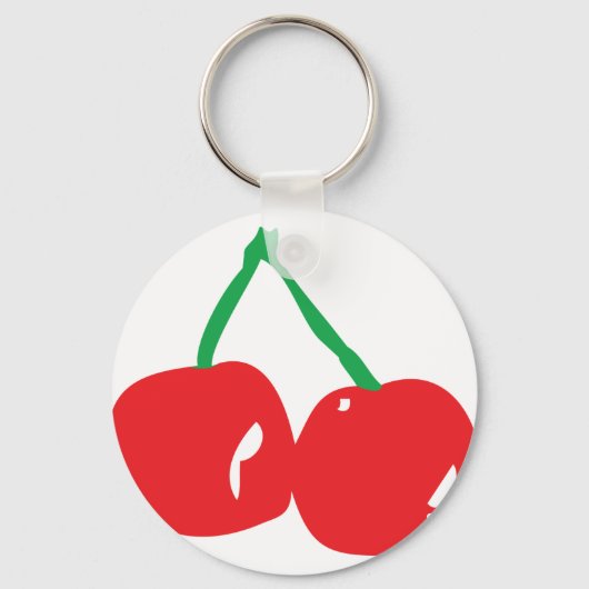 赤緑色さくらんぼイラストレーション キーホルダー (正面)