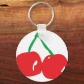 赤緑色さくらんぼイラストレーション キーホルダー (正面)