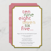 赤緑色の金ゴールドを数える大晦日パーティー  招待状 (正面/裏面)