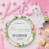 赤緑色水色フローラ金ゴールド引っ越し祝いパーティー ペーパープレート (パーティー)